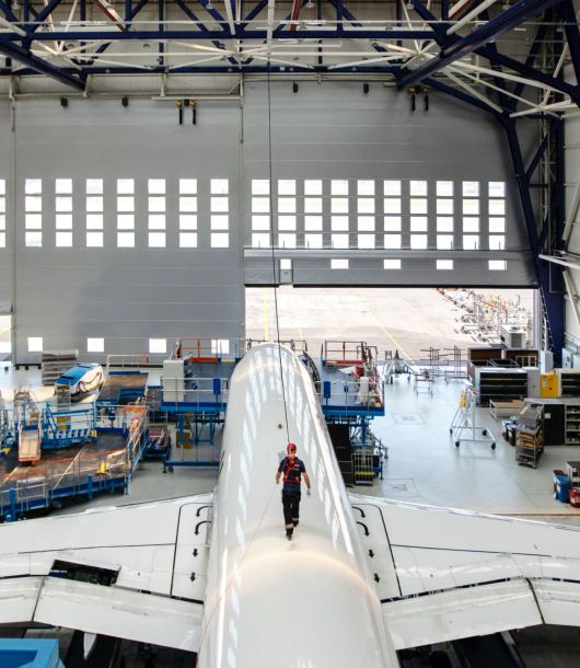 Top-quality safety equipment for an aircraft repair and maintenance hangar